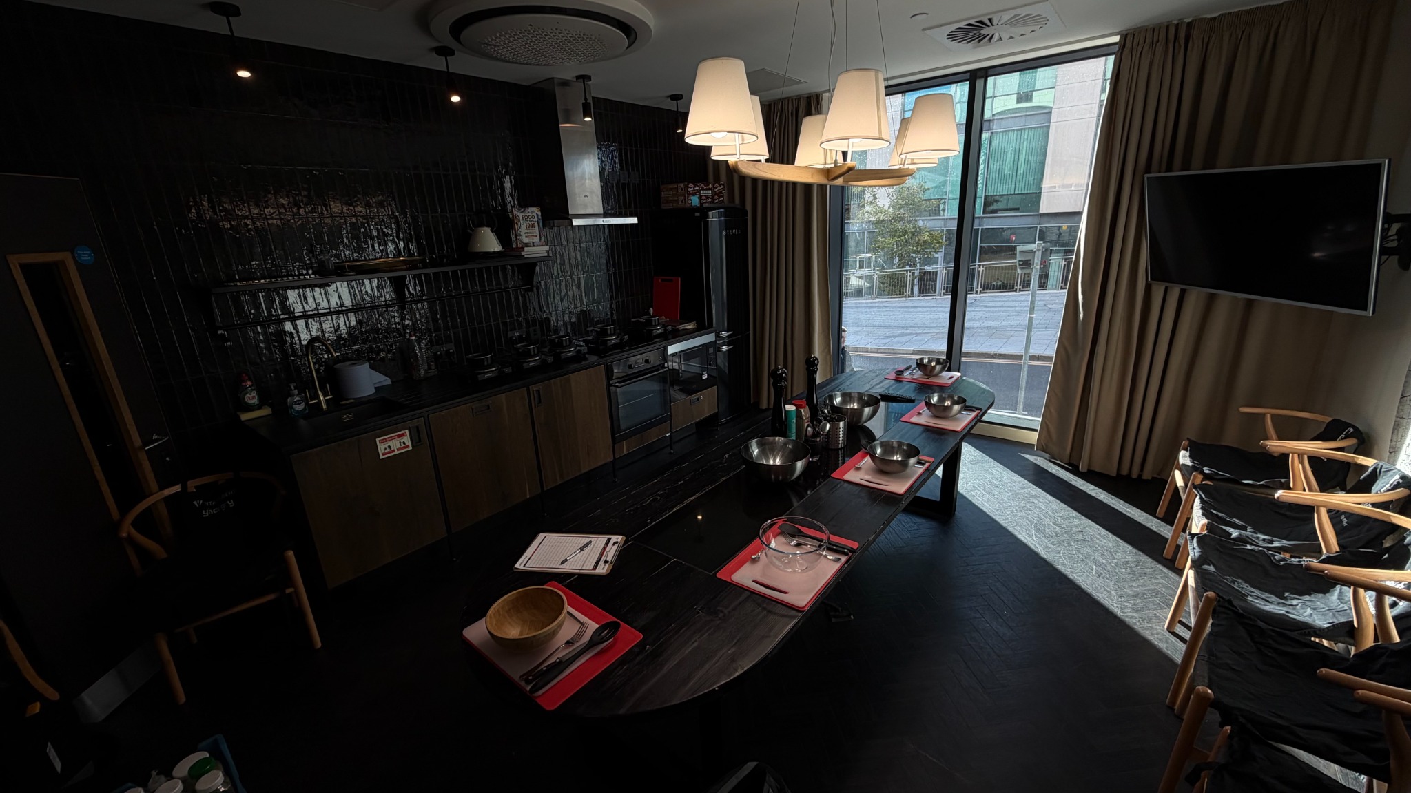 A warmly dressed dining room